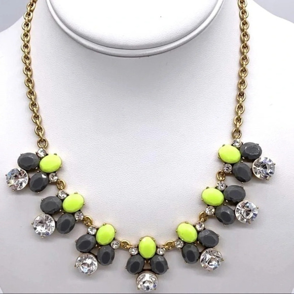 J. Crew Gray Yellow Crystal Necklace - Picture 1 of 2